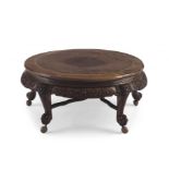 A Chinese burlwood and hardwood circular table, late 19th/early 20th century