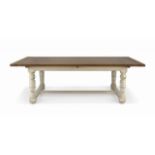 A refectory style oak painted table retailed by Block and Chisel, modern