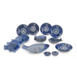 A set of ten Japanese blue and white fish platters, early 20th century