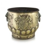 A brass coal bucket