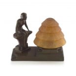 An American bronze figural table lamp, 20th century