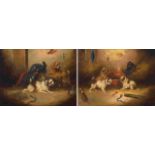 English School 19th Century; Four Dogs with a Bone; Three Dogs with a Caged Rat, two