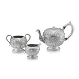 An Irish three-piece bachelor’s tea set, John Smith, Dublin, 1882-1885