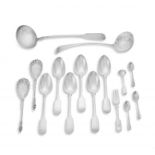 A William IV set of six silver 'Fiddle' pattern dinner spoons, John Sutter, Chester, 1837