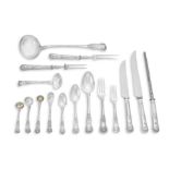 A George III assembled 'King’s' pattern flatware service, London, various makers and dates, 1818-1