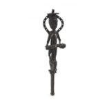 A Yoruba onile bronze staff, 19th/20th century