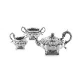 A George IV three-piece silver tea set, Charles Fox II, London, 1829