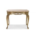 A painted gilt-metal and marble-topped table, 20th century