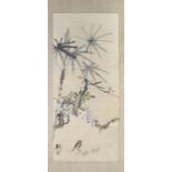 A Chinese ink and colour on paper scroll painting