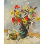 Gregoire Boonzaier; Still Life with Vase of Flowers, Bowl and Fruit