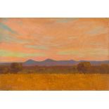 Jacob Hendrik Pierneef; Landscape with Golden Veld and Blue Mountains