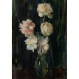 Clement Serneels; Roses in Glass Vase