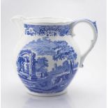 A large  'Italian Spode' transfer-printed blue and white water jug, 19th/20th century