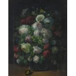 Danish School; A Still life of Flowers in a Glass Vase