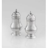 A pair of George I silver bun pepperettes, George Jones, London, 1723