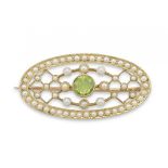 Edwardian peridot and seed-pearl brooch