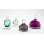 Four David Reade glass scent bottles and stoppers, early 21st century