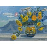 James Thackwray; A Still Life of Flowers with a View of Spandau's Kop