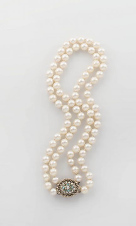 Double-row cultured pearl necklace - Image 2 of 2