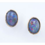 Pair of opal doublet and 9ct gold earrings