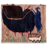 A Rorke's Drift tapestry, titled 'A Jackal and Old Lady in the Pot'