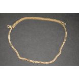 A 9ct gold flat link necklace, 45cm, 5g.