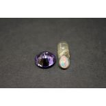 Two opal doublets; together with a large round amethyst.