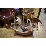 A large and impressive copper and bronze model of a galleon, on mahogany plinth, total height 97cm.