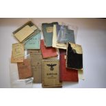 A collection of German Third Reich ephemera, to include work passes, service records, Lutfwaffe I.