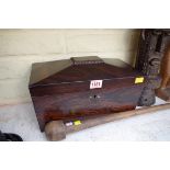 A 19th century rosewood sarcophagus tea caddy, 32cm wide.