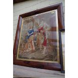 Three Victorian gros point pictures, the largest in rosewood frame, 51 x 42cm; together with a