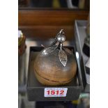 A Dutch .835 silver mounted turned wood pomander, hallmarked 1821.