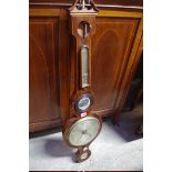 A George III mahogany and line inlaid banjo barometer, by 'Gilardi, Bristol', (lacking top dial).