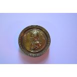 A 19th century Admiral Lord Nelson commemorative brass circular snuff box and cover, 7.5cm diameter.