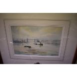 Myra H Meyrick, late 19th/early 20th century, 'On The Thames', signed and titled, watercolour, 17