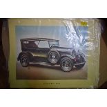 A collection of twenty-seven coloured prints of vintage motor cars, I.24 x 32cm, unframed.