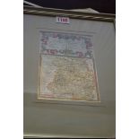 An antique hand coloured map of 'The Road from London to Shrewsbury', 18.5 x 12cm, double sided.