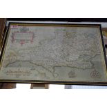 William Kip, an antique hand coloured map of 'Dorcestriae', circa 1610, 28.5 x 40cm.