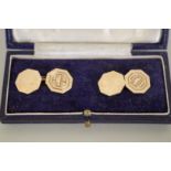 A pair of 9ct gold octagonal cufflinks, in a Gieves Ltd box, 7.6g