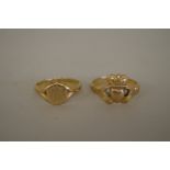 Two 18ct gold signet rings, 8.9g.