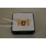 An 18ct gold diamond set signet ring, 5.3g all in.