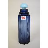 A large R Lalique blue glass 'Skyscraper' Worth perfume bottle, 27.5cm high.