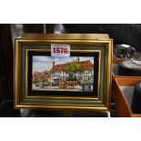 Rita Whitaker, 'Albury Corner, Pulborough', signed, enamel on copper, 10.2 x 5.8cm.