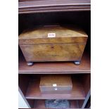 A 19th century rosewood sarcophagus tea caddy, 31cm wide; together with another Georgian mahogany