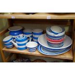 A collection of T G Green & Co 'Cornishware' pottery.