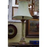 An green onyx and brass Corinthian table lamp.