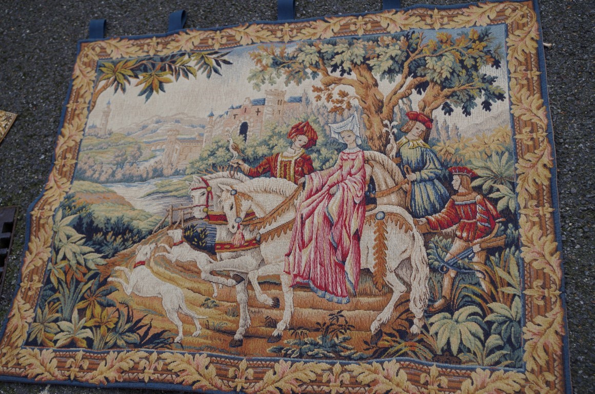 Four Machine made wall hanging tapestries, in Renaissance style. - Image 2 of 4