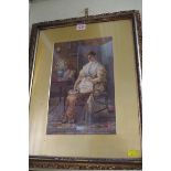 B A Pugh, a seated lady in a Victorian interior, signed and dated 1889, watercolour, 32 x 20.5cm.