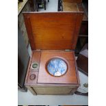 A late 19th/early 20th century mahogany campaign box commode, 60cm wide.