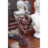 A Japanese carved figural lamp, height excluding fitting 39cm.